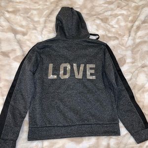 zip up hoodie with LOVE in sequins